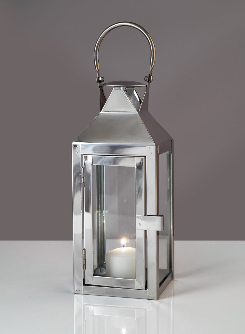 Silver Soho Stainless Steel Lanterns Decor Jamaligarden Silver 13in Tall EACH