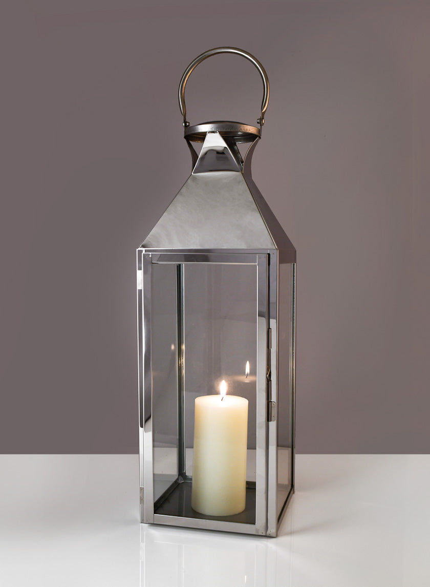 Silver Soho Stainless Steel Lanterns Decor Jamaligarden Silver 25in Tall EACH