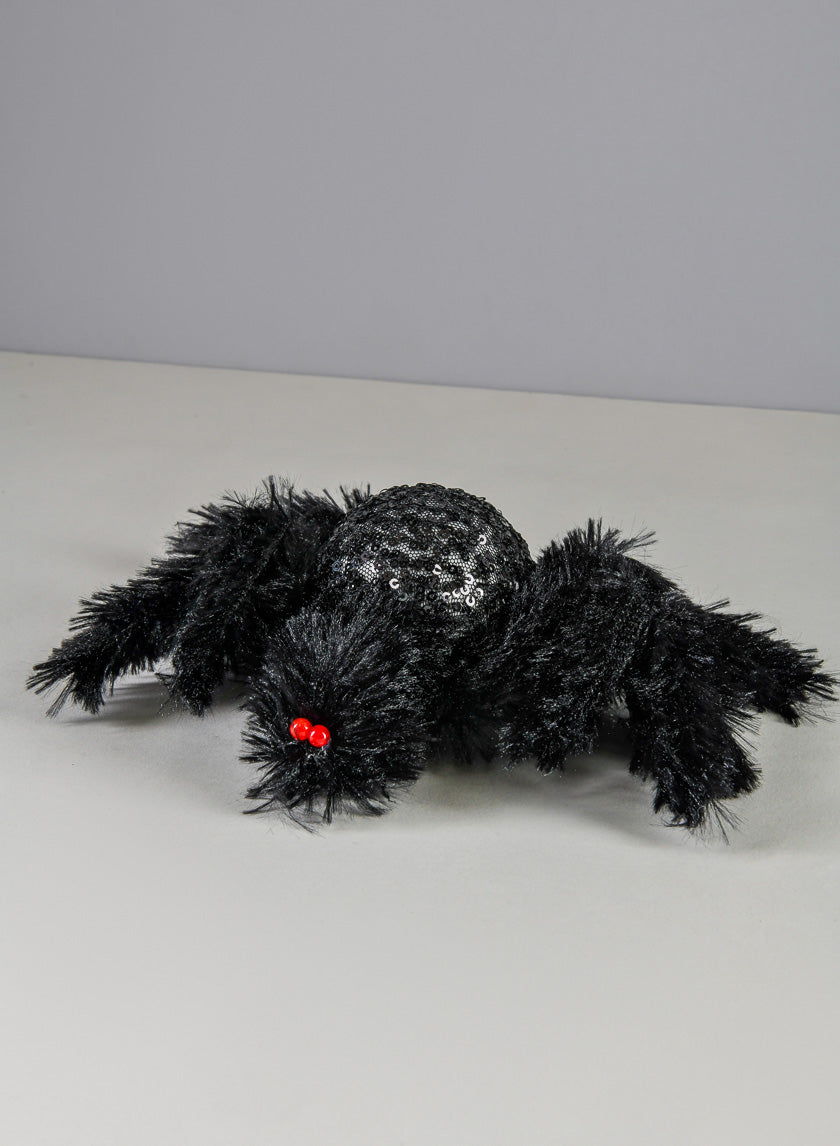 12in Hairy Black Spider Decor Jamaligarden