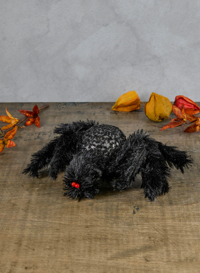 12in Hairy Black Spider Decor Jamaligarden