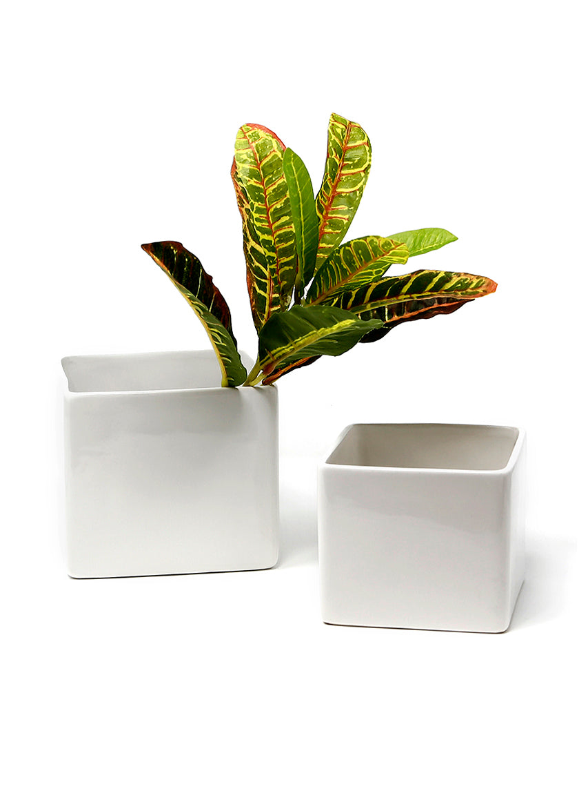 Gloss White Ceramic Cubes Decor Jamaligarden