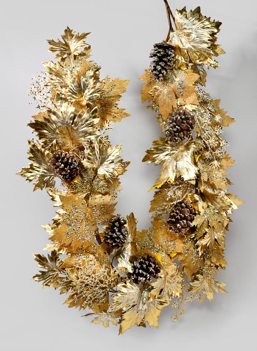 6ft Long Gold Mixed Maple Leaf Garland Decor Jamaligarden