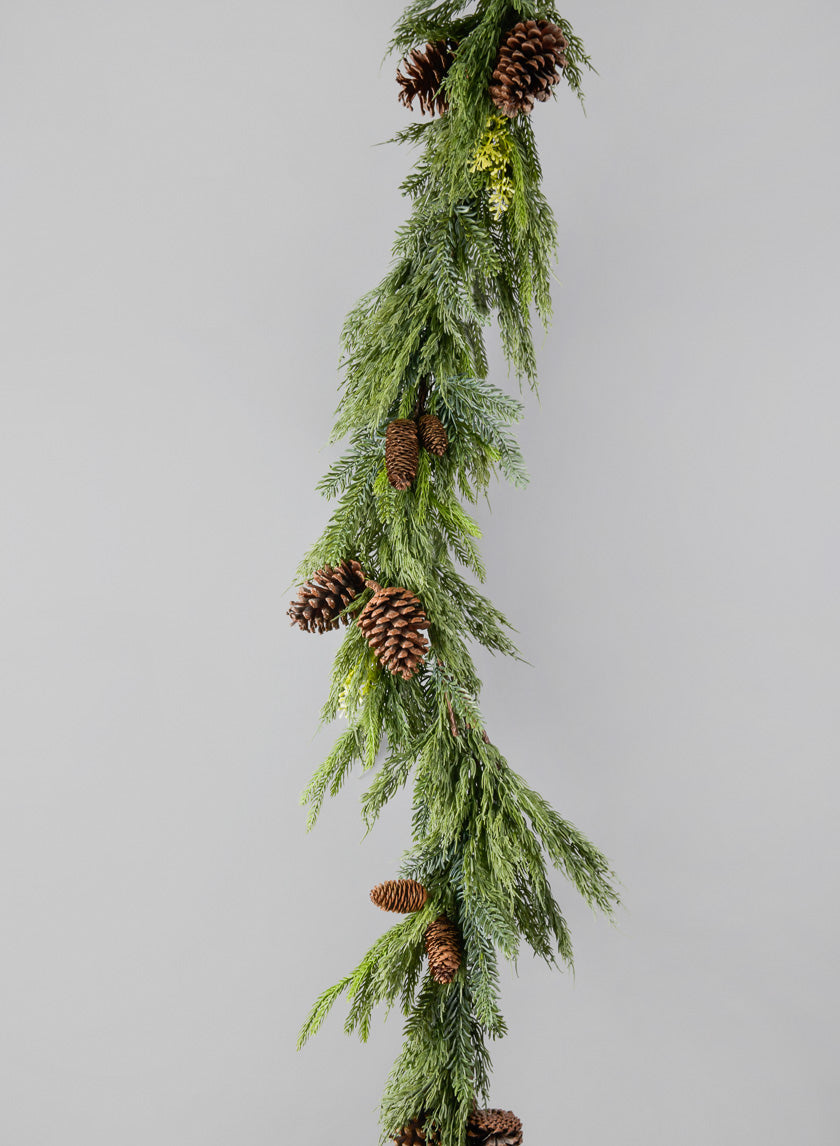 72in Long Pine Garland with Pine Cones Decor Jamaligarden