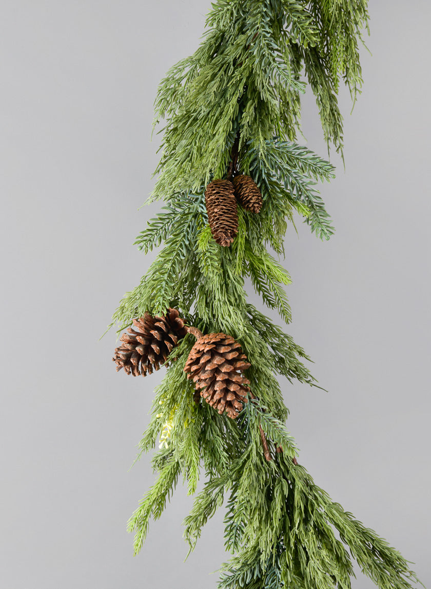 72in Long Pine Garland with Pine Cones Decor Jamaligarden