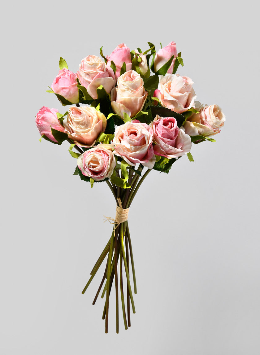 A Dozen Pink &amp; Cream Roses Bouquet Decor Jamaligarden