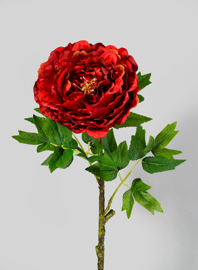 26in Long Red Charm Peony Stem Decor Jamaligarden