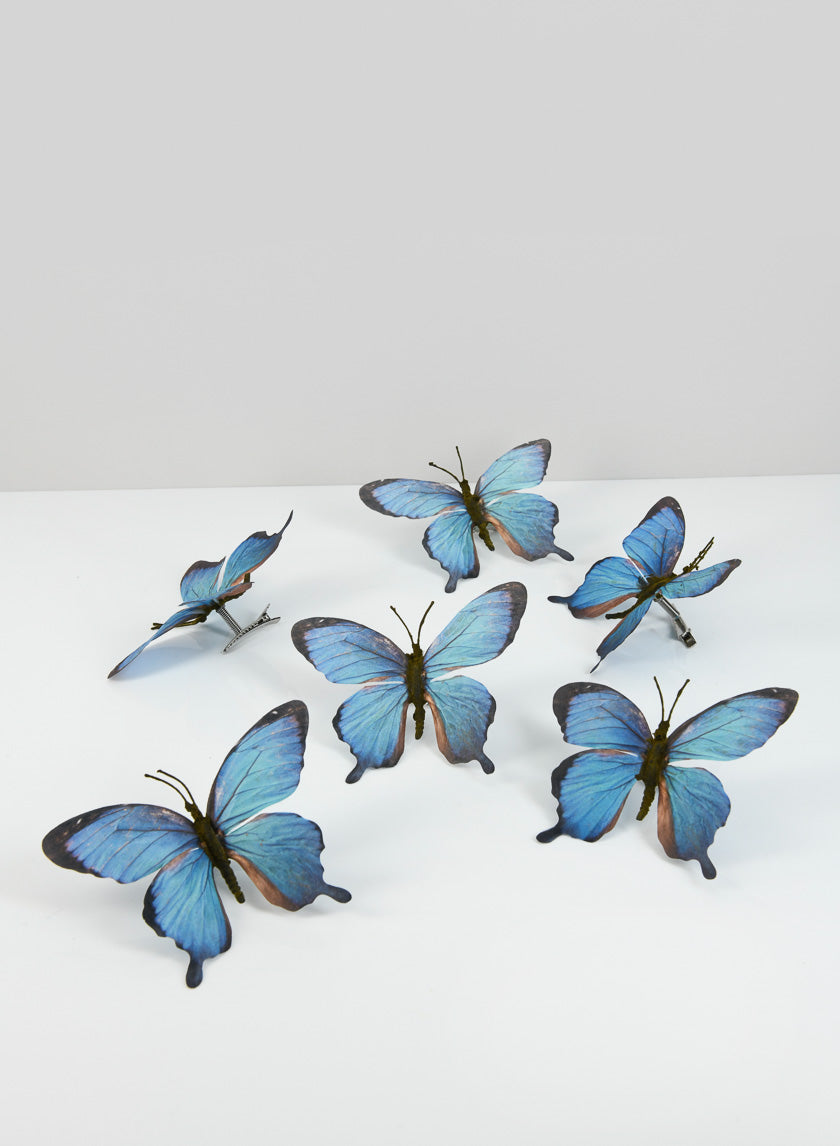3.5in Long Blue Butterfly Ornament Decor Jamaligarden