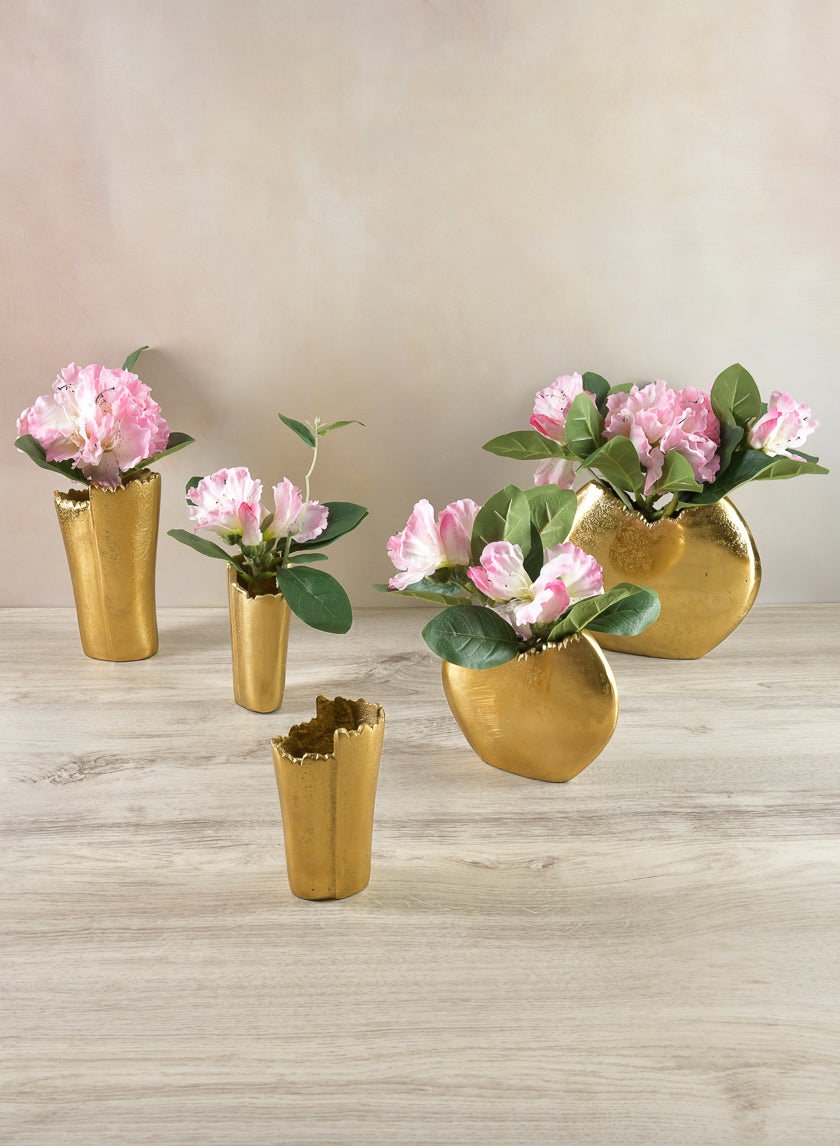 5in Tall Iris Aluminum Gold Mini Vase Decor Jamaligarden