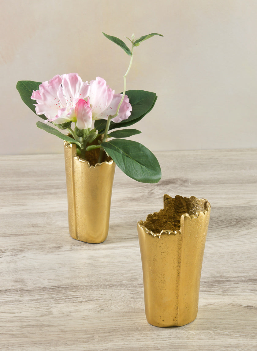 5in Tall Iris Aluminum Gold Mini Vase Decor Jamaligarden