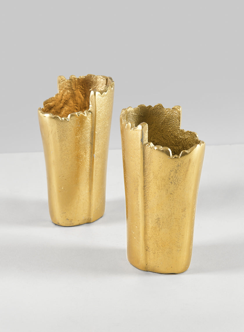 5in Tall Iris Aluminum Gold Mini Vase Decor Jamaligarden