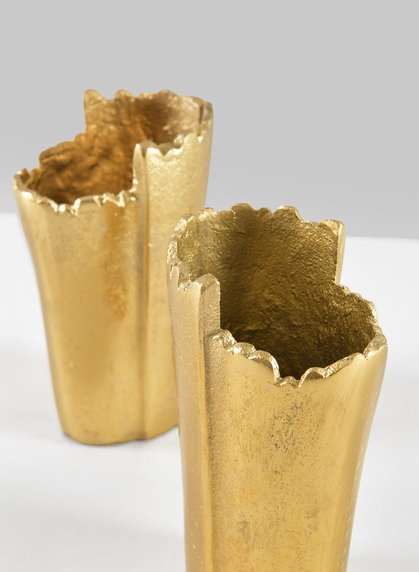 5in Tall Iris Aluminum Gold Mini Vase Decor Jamaligarden
