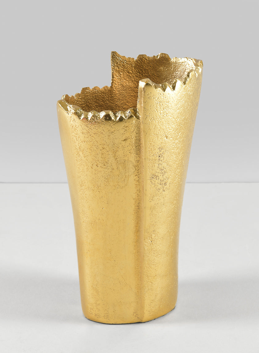 7in Tall Iris Aluminum Gold Vase Decor Jamaligarden