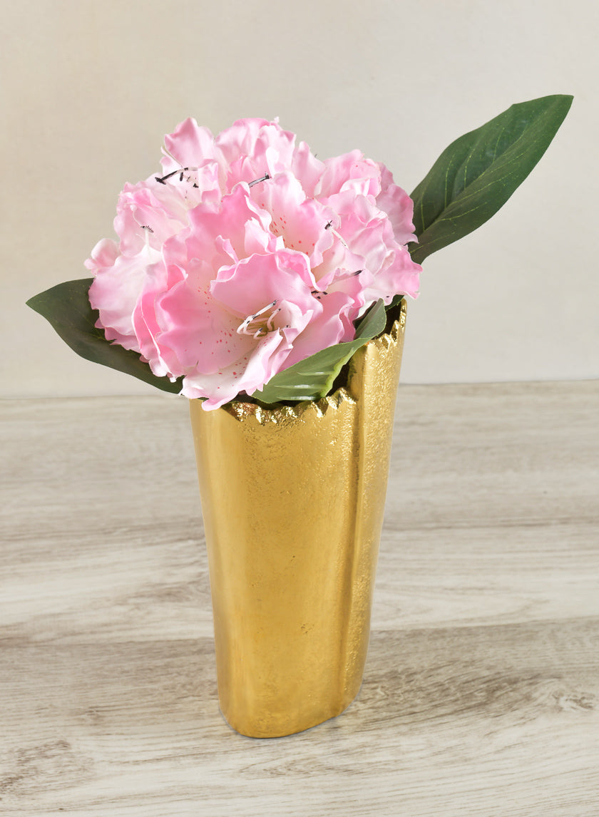 7in Tall Iris Aluminum Gold Vase Decor Jamaligarden