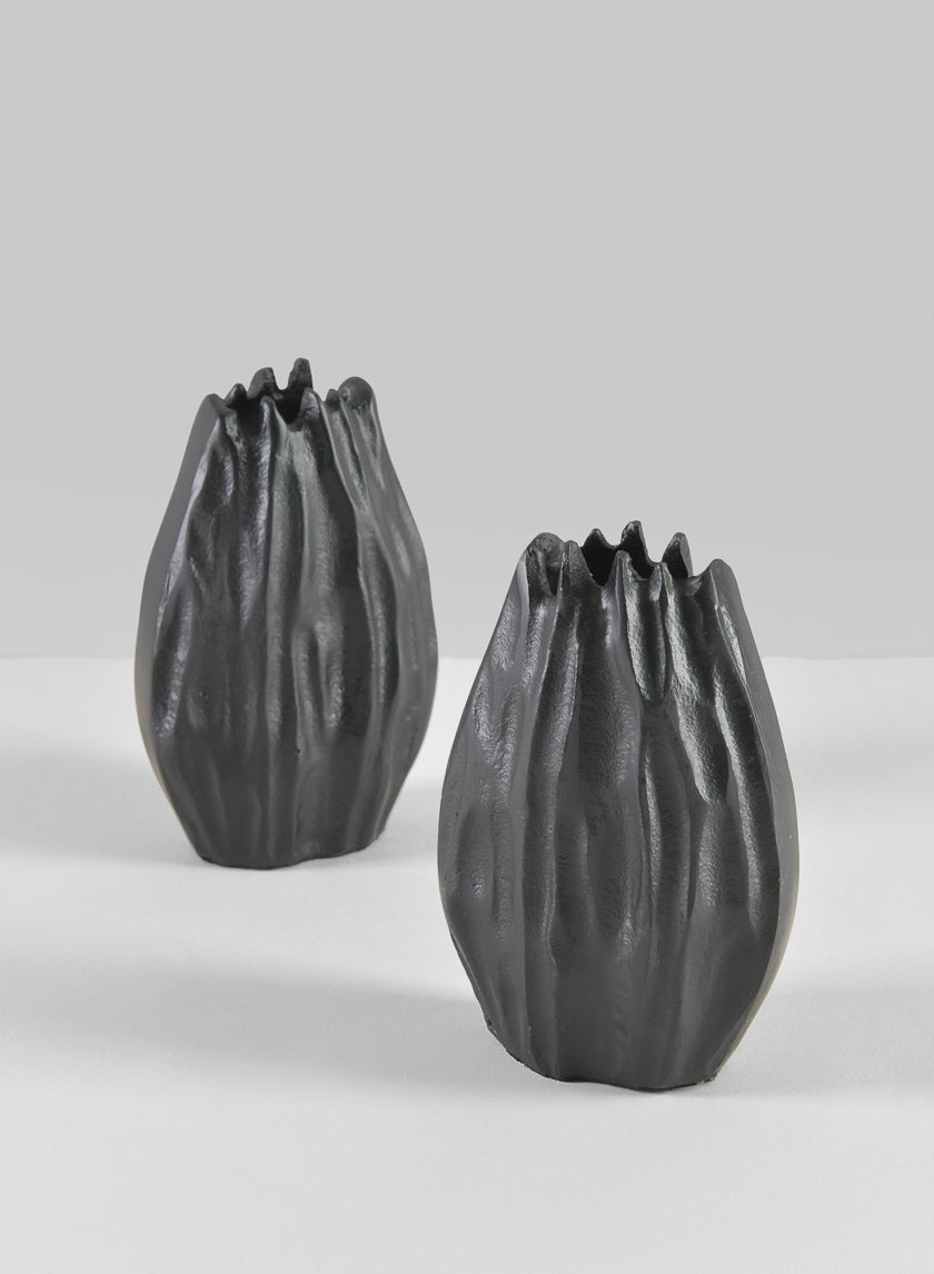 5in Tall Aluminum Cosmos Black Bark Look Mini Vase Decor Jamaligarden