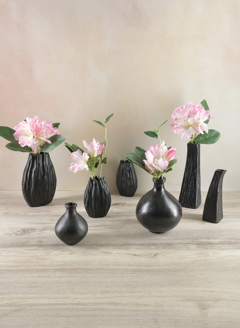 5in Tall Aluminum Cosmos Black Bark Look Mini Vase Decor Jamaligarden