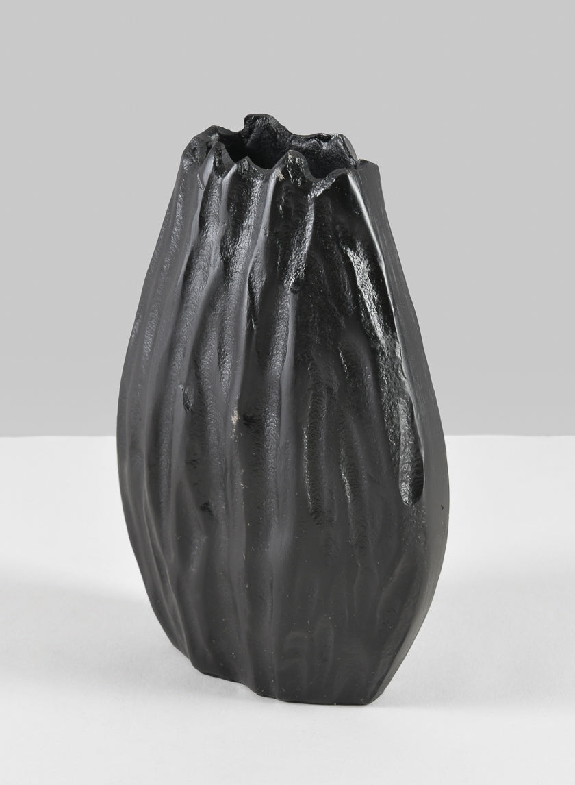 6.75in Tall Aluminum Cosmos Black Bark Look Vase Decor Jamaligarden