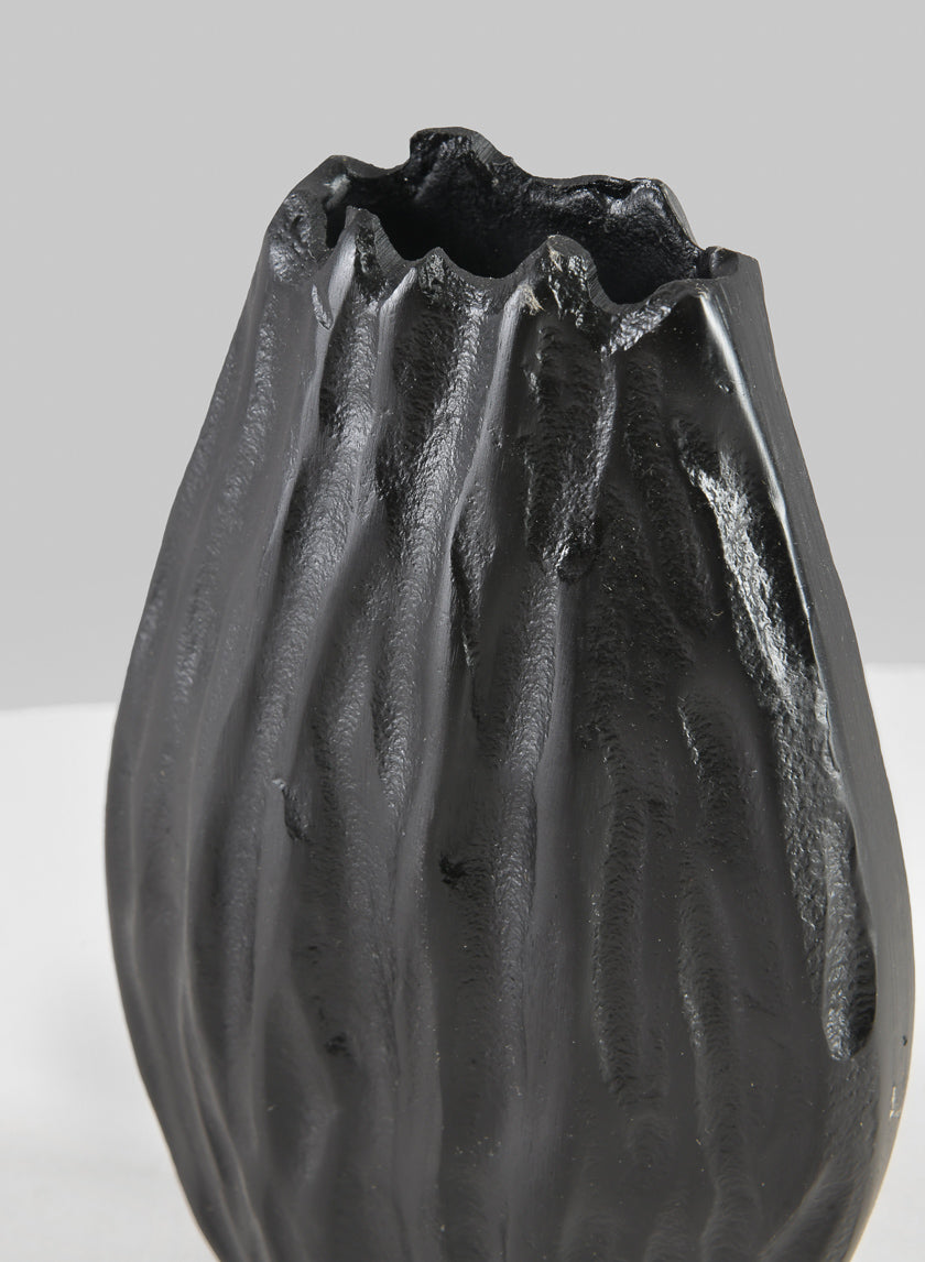 6.75in Tall Aluminum Cosmos Black Bark Look Vase Decor Jamaligarden