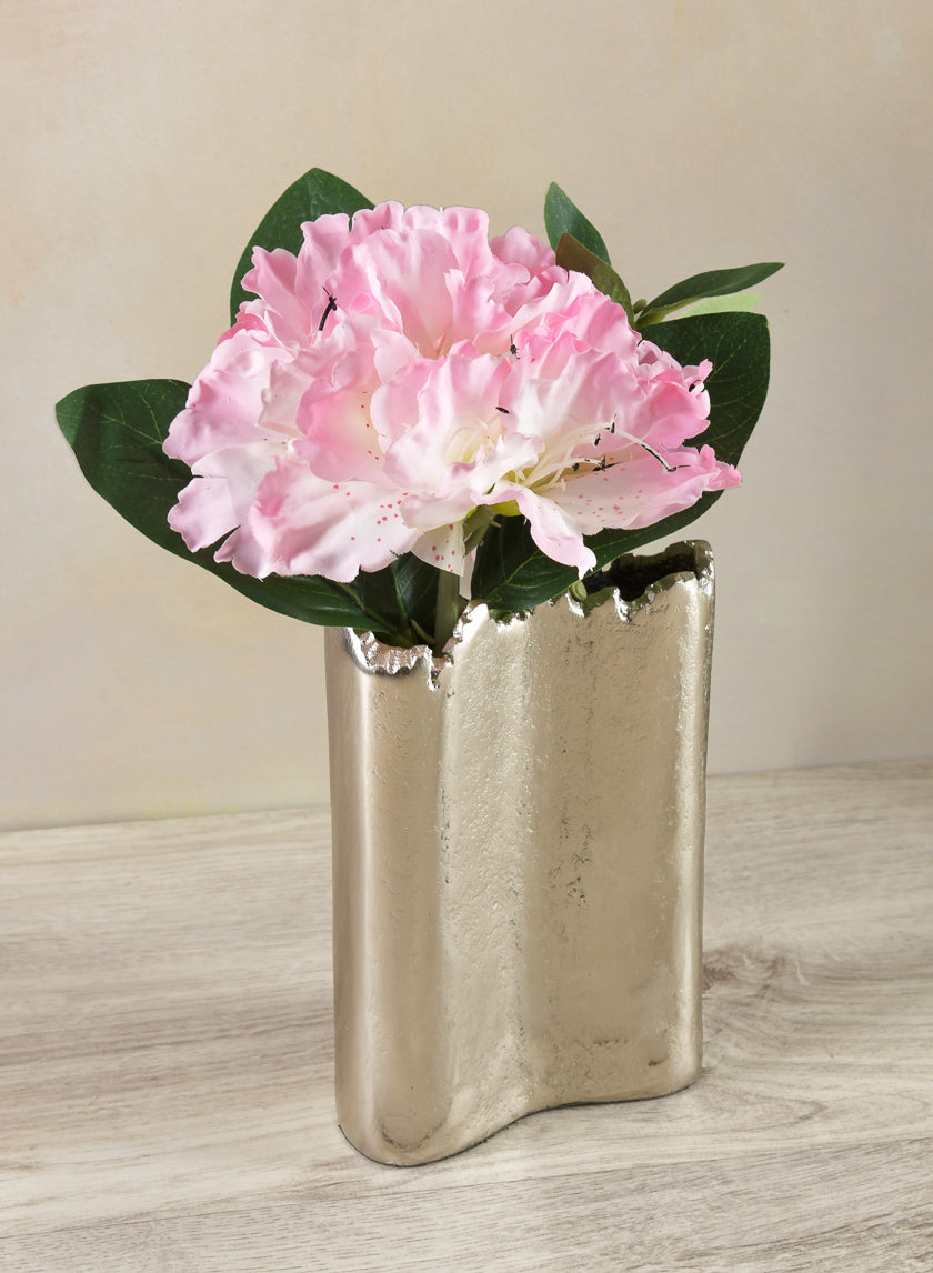 6in Tall Aluminum Elongated Iris Silver Tone Vase Decor Jamaligarden
