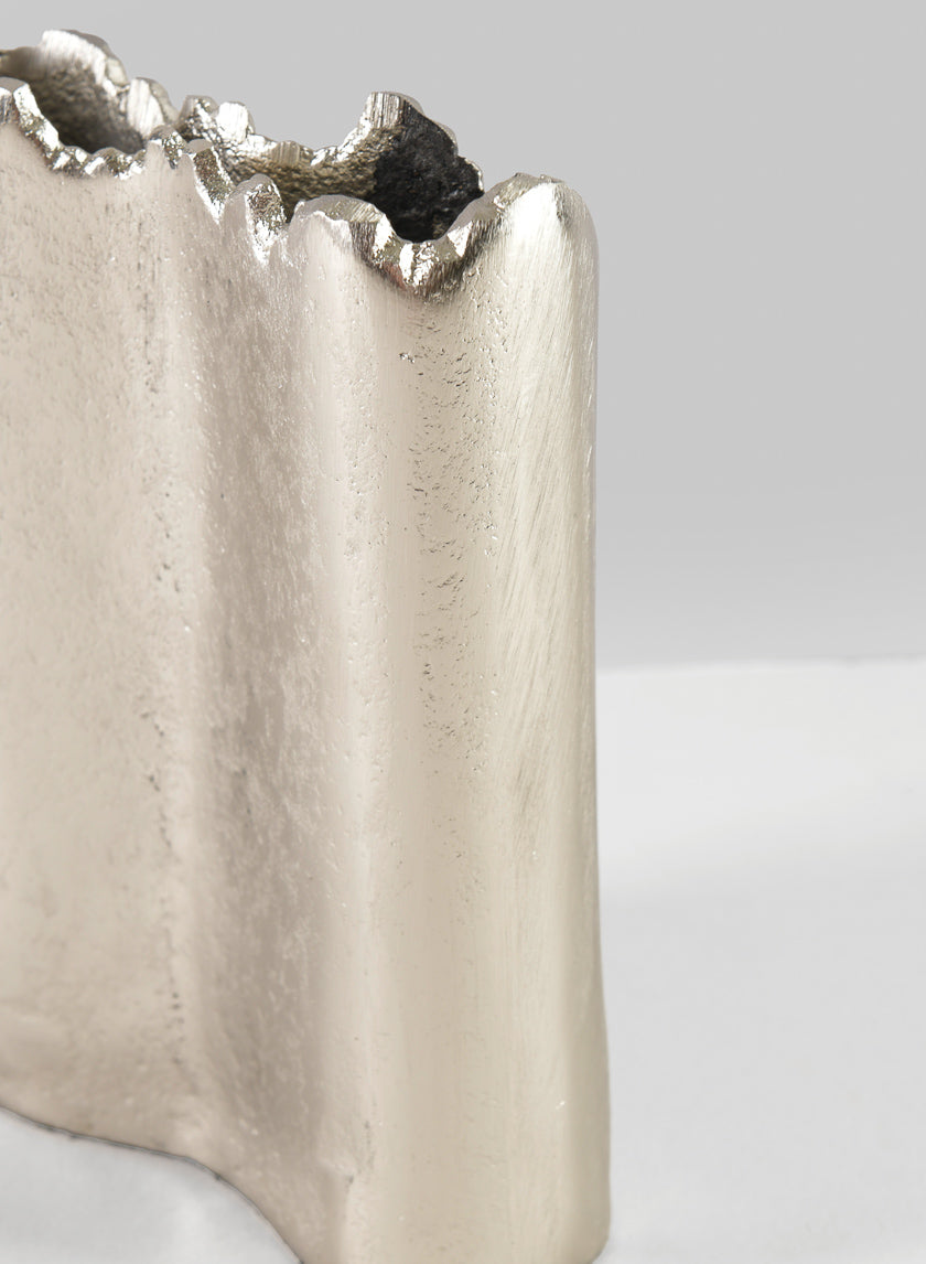 6in Tall Aluminum Elongated Iris Silver Tone Vase Decor Jamaligarden