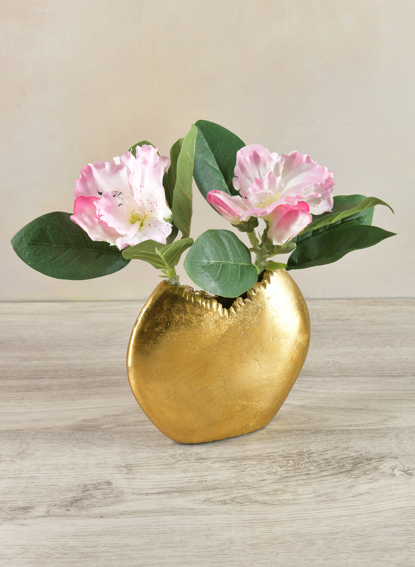 5in Tall Aluminum Iris Gold Circular Vase Decor Jamaligarden