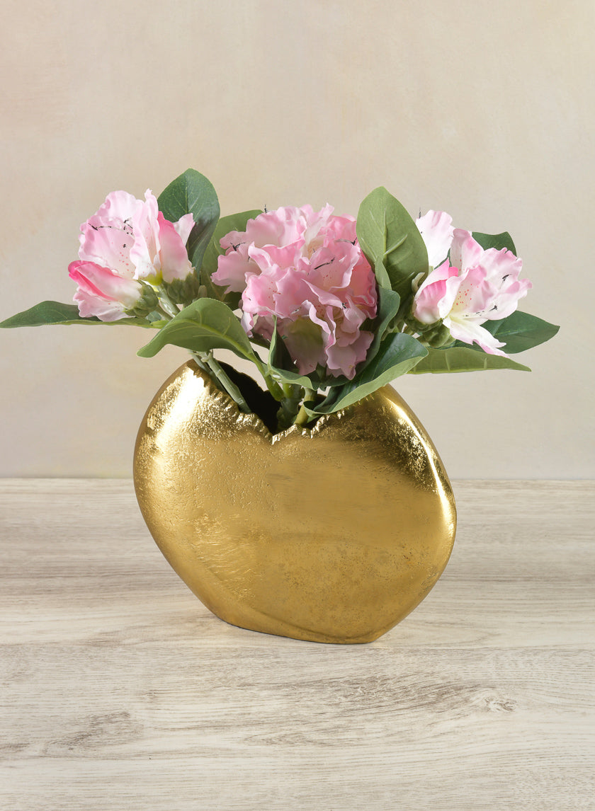 6.75in Tall Aluminum Iris Gold Circular Vase Decor Jamaligarden