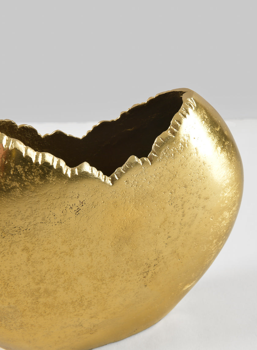 6.75in Tall Aluminum Iris Gold Circular Vase Decor Jamaligarden
