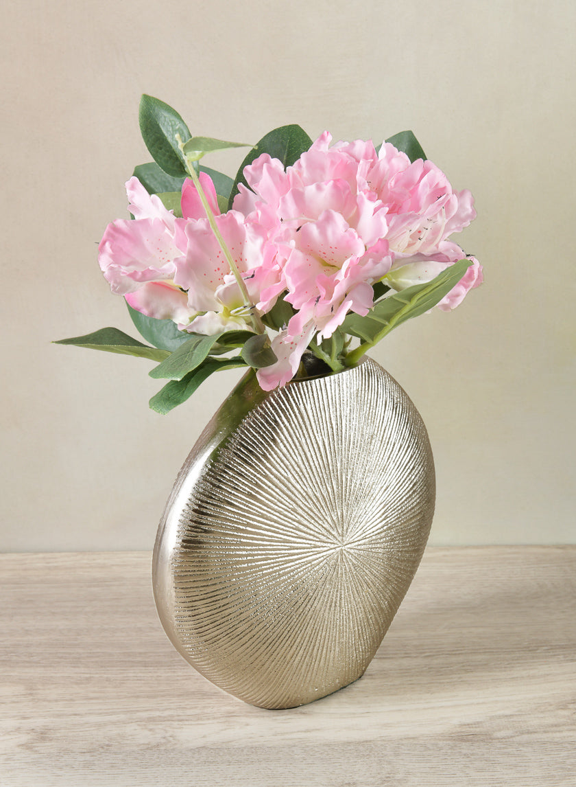 6.5in Wide Aluminum Soleil Silver Tone Vase Decor Jamaligarden