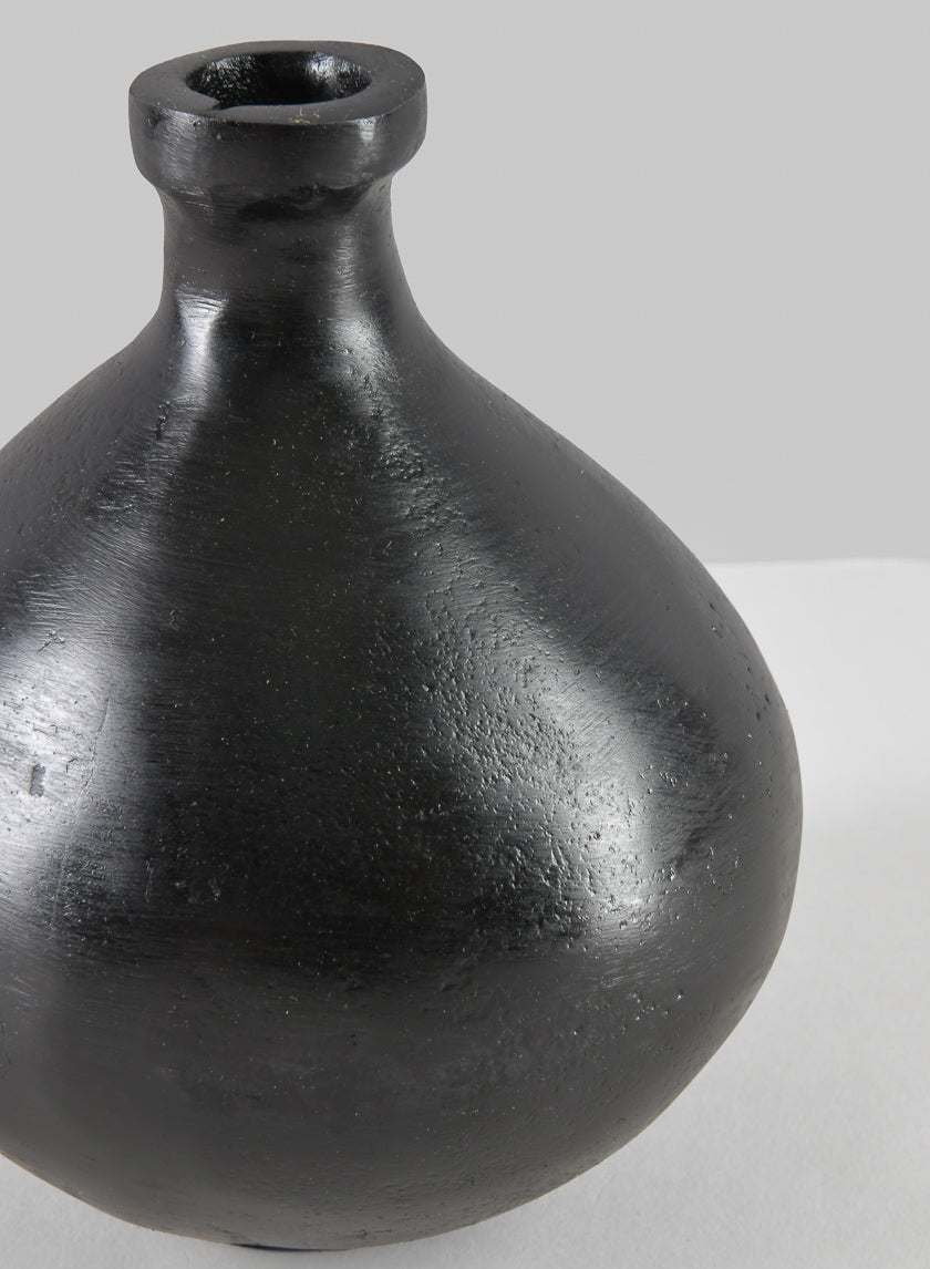 6in Tall Aluminum Eloise Black Rustic Gourd Vase Decor Jamaligarden