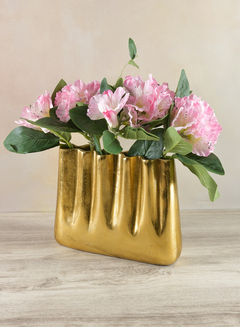 8.25in Tall Aluminum Marseilles Gold Wave Vase Decor Jamaligarden