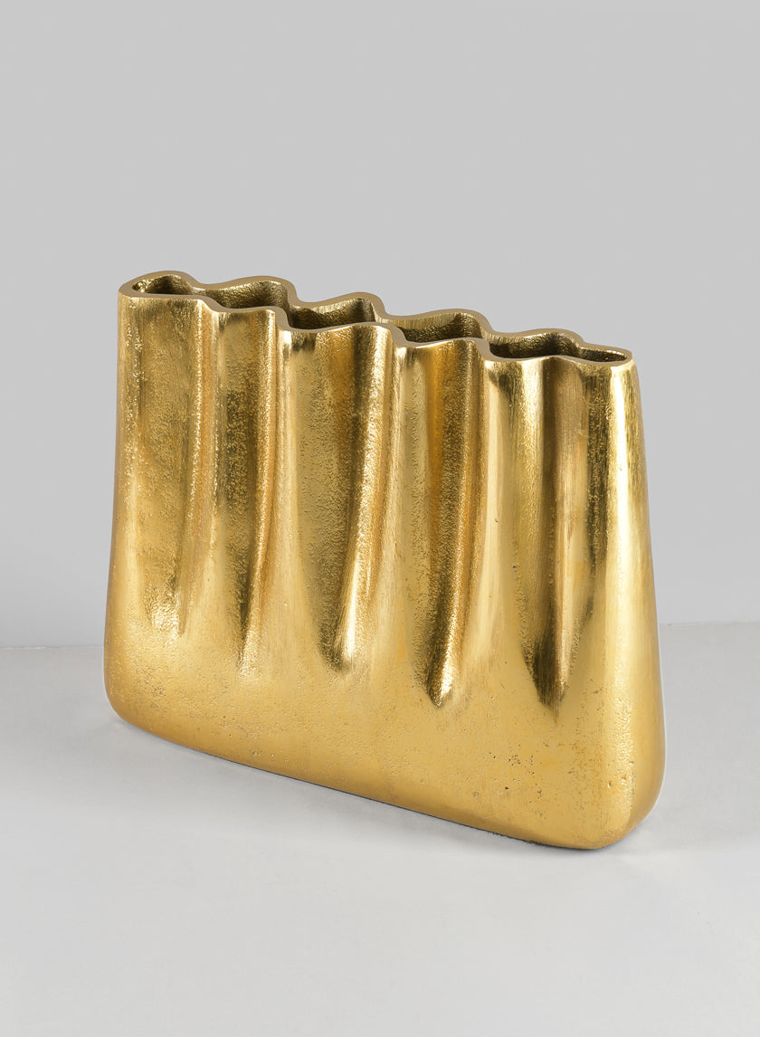 8.25in Tall Aluminum Marseilles Gold Wave Vase Decor Jamaligarden