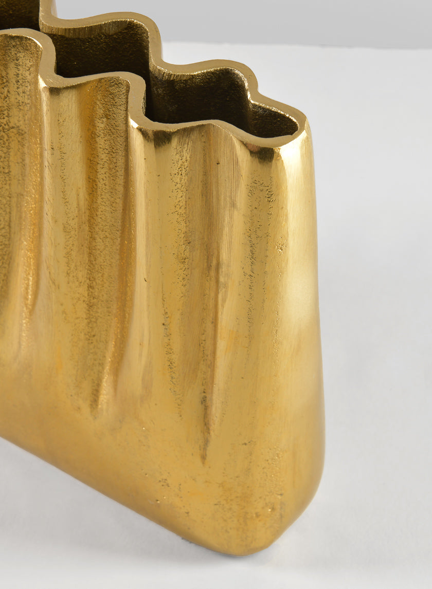 8.25in Tall Aluminum Marseilles Gold Wave Vase Decor Jamaligarden