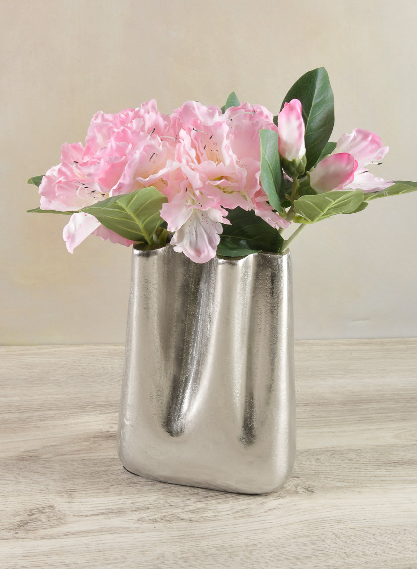 8in Tall Aluminum Marseilles Silver Narrow Wave Vase Decor Jamaligarden