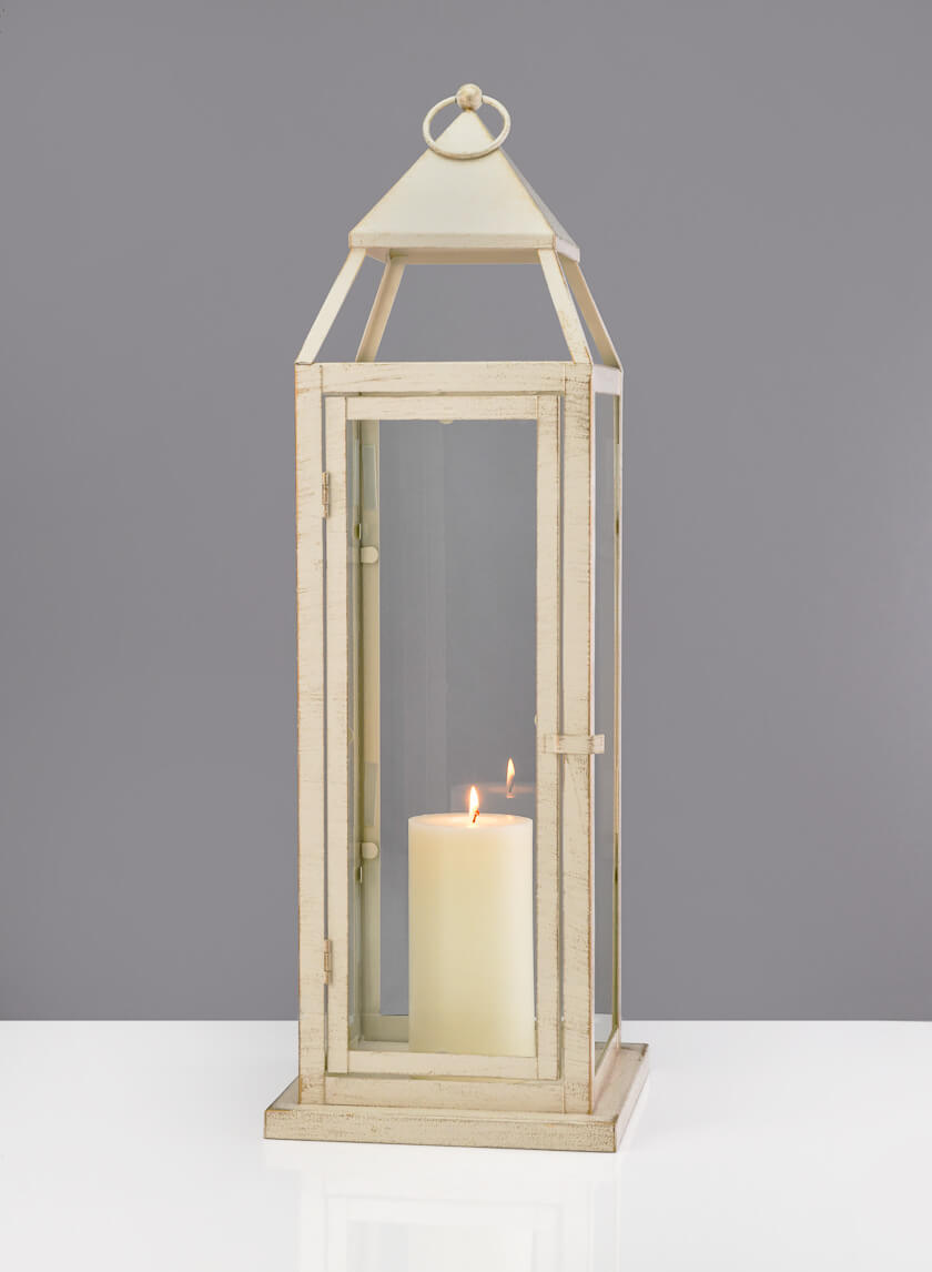 24in Tall Montmartre Aged White Lantern Decor Jamaligarden