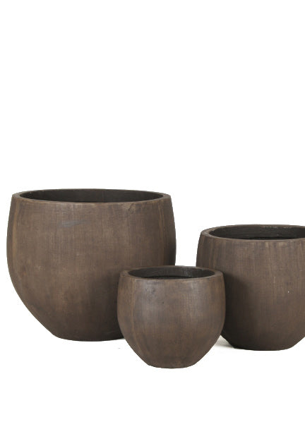 Antique Brown Ficonstone Round Pots Decor Jamaligarden