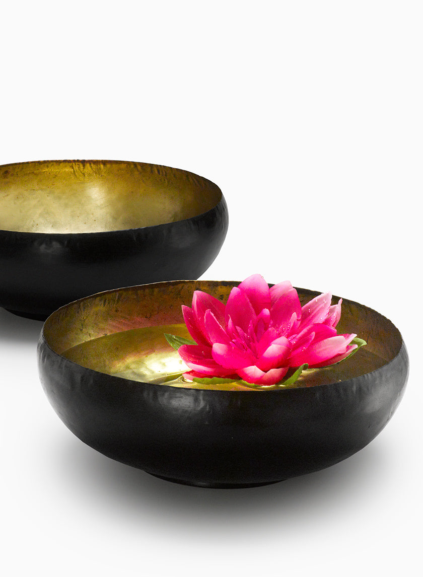 12in Wide Chennai Black Out Gold In Aluminum Bowl Decor Jamaligarden