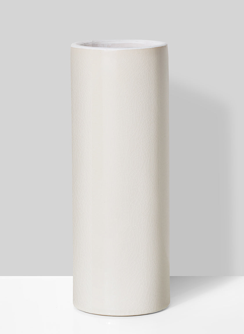 11in Tall White Ceramic Cylinder Decor Jamaligarden