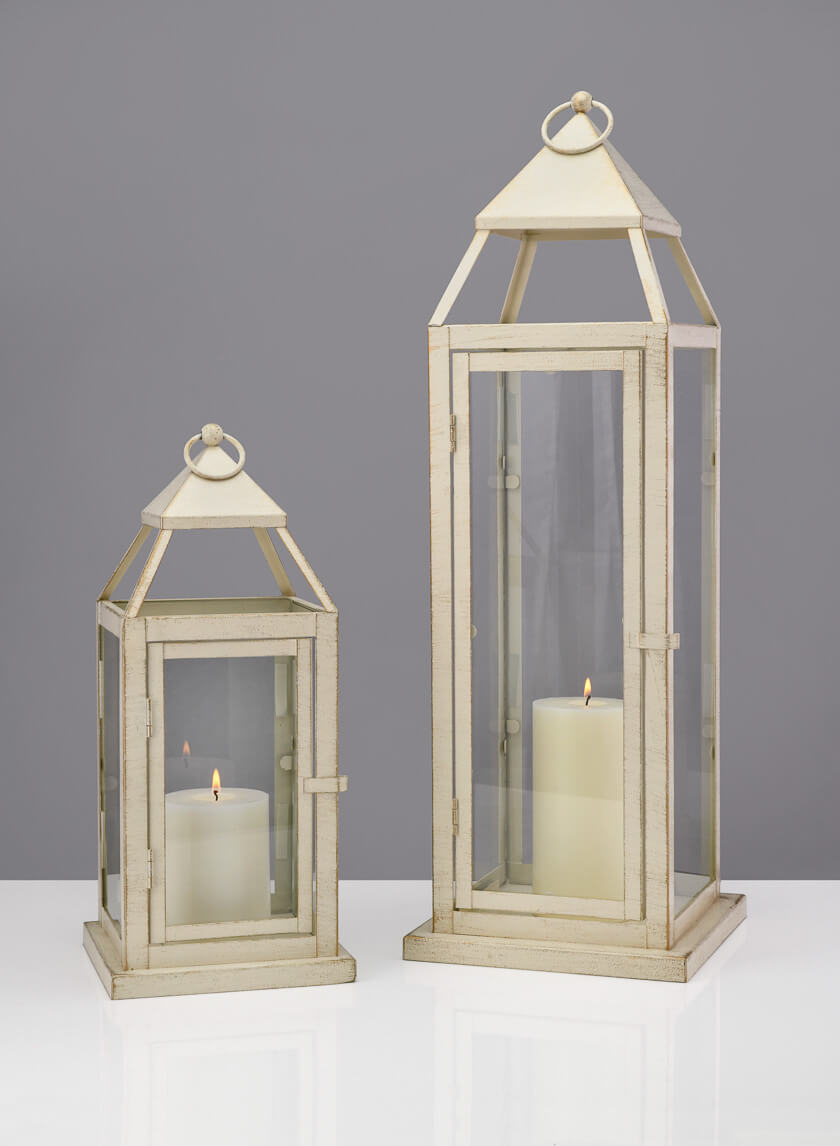 24in Tall Montmartre Aged White Lantern Decor Jamaligarden