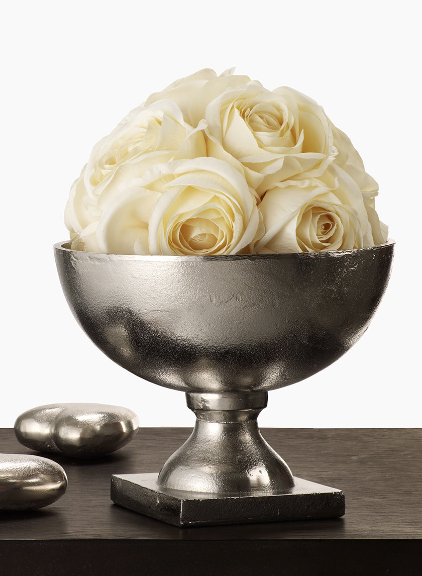8in Wide Nickel Footed Bowl Decor Jamaligarden