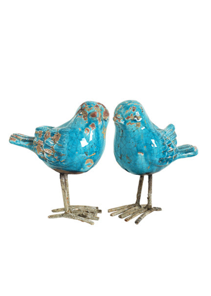 Antiqued Ceramic Blue Birds Decor Jamaligarden
