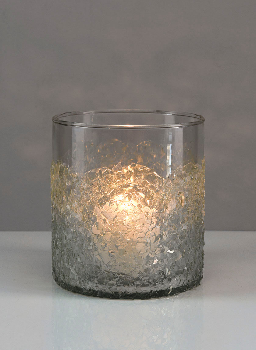 4.75in Tall Glace Iced Glass Cylinder Decor Jamaligarden