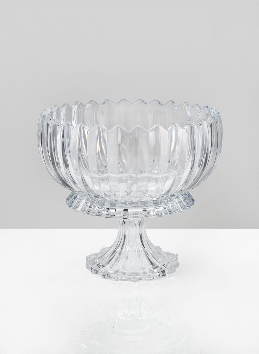 9in Wide Arctic Ice Glass Compote Decor Jamaligarden