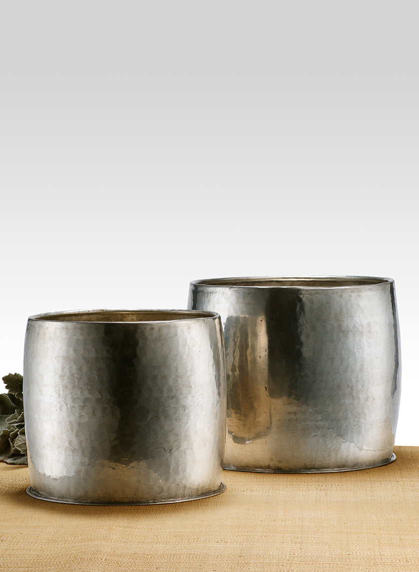 Barrel Shaped Antiqued Silver Planter Decor Jamaligarden