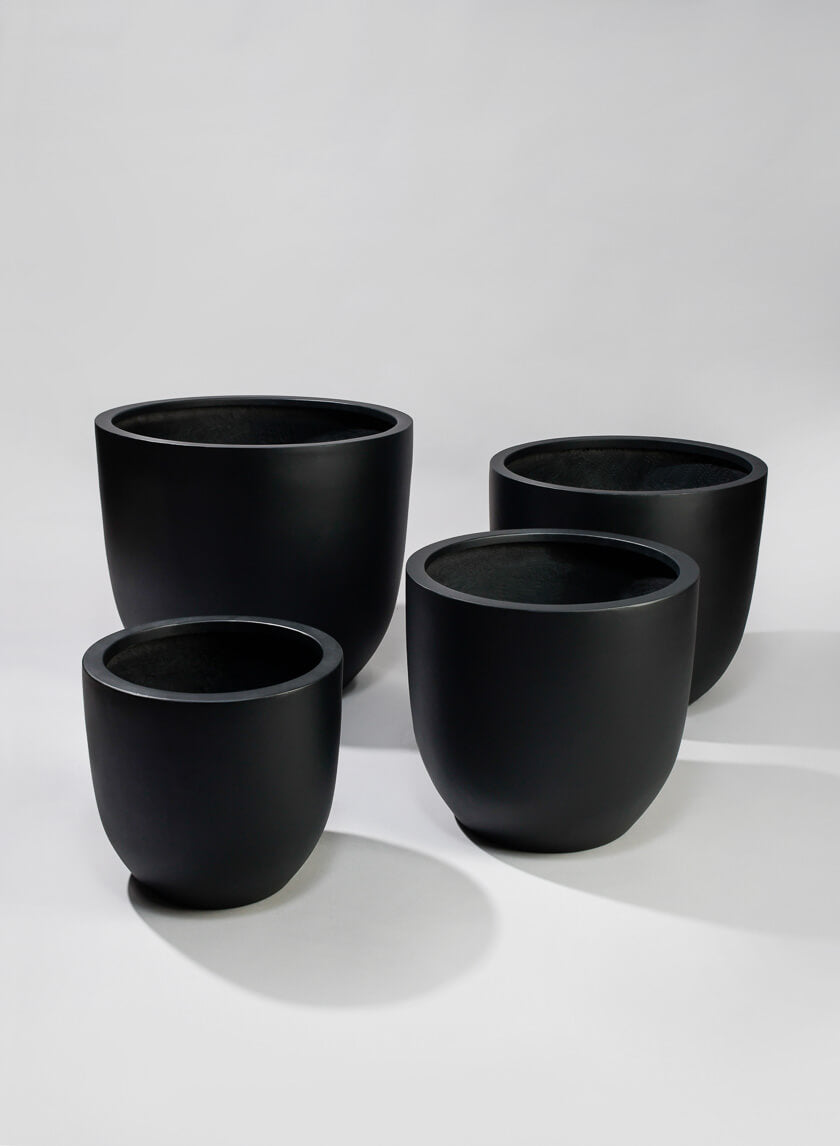 10.75in Tall Bell Krater Black Fiber Stone Pot Decor Jamaligarden