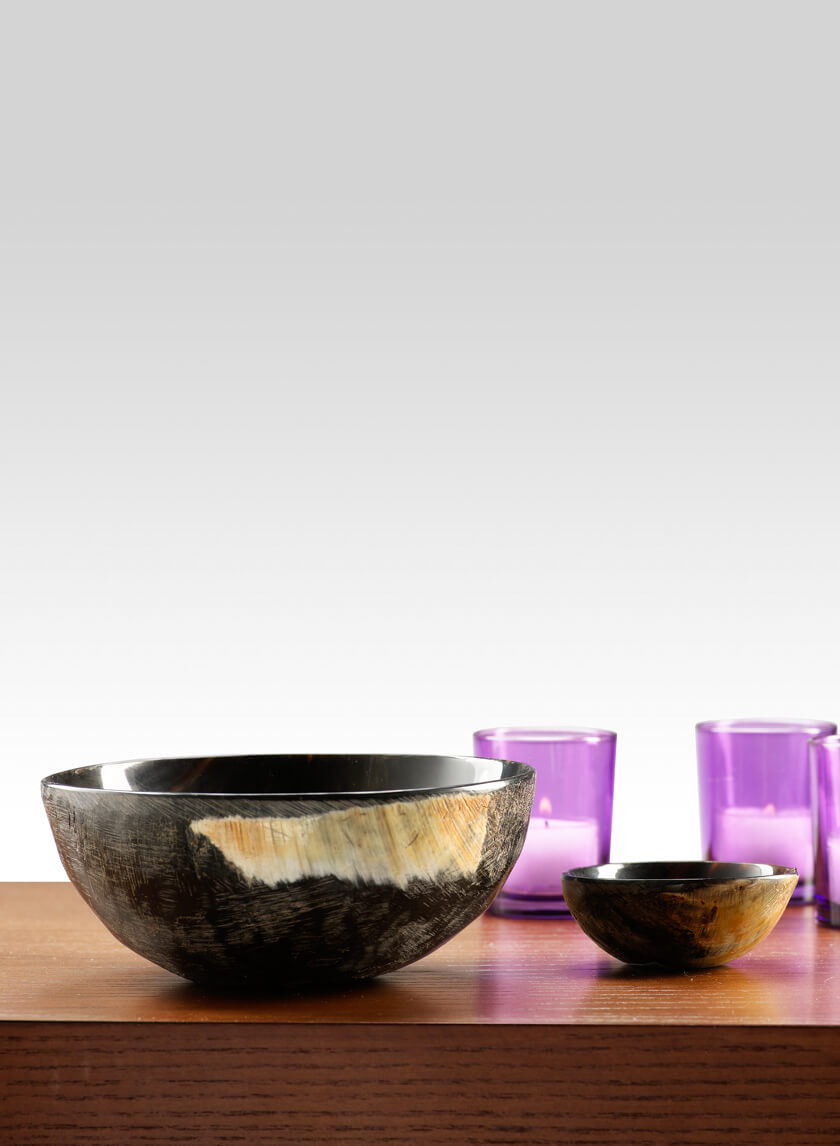 6 1/4in Round Horn Bowl with Rough Outside Decor Jamaligarden