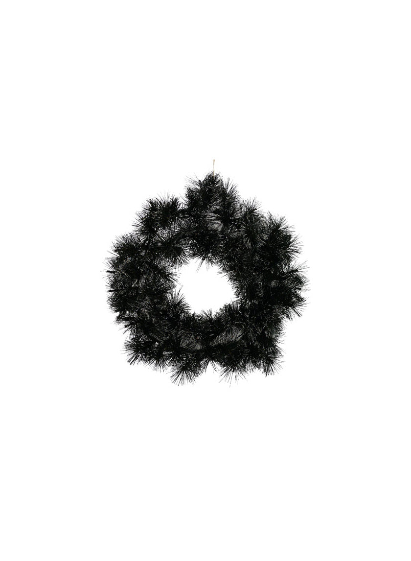 20in Wide Black Pine Wreath With Iridescent Silver Tips Decor Jamaligarden