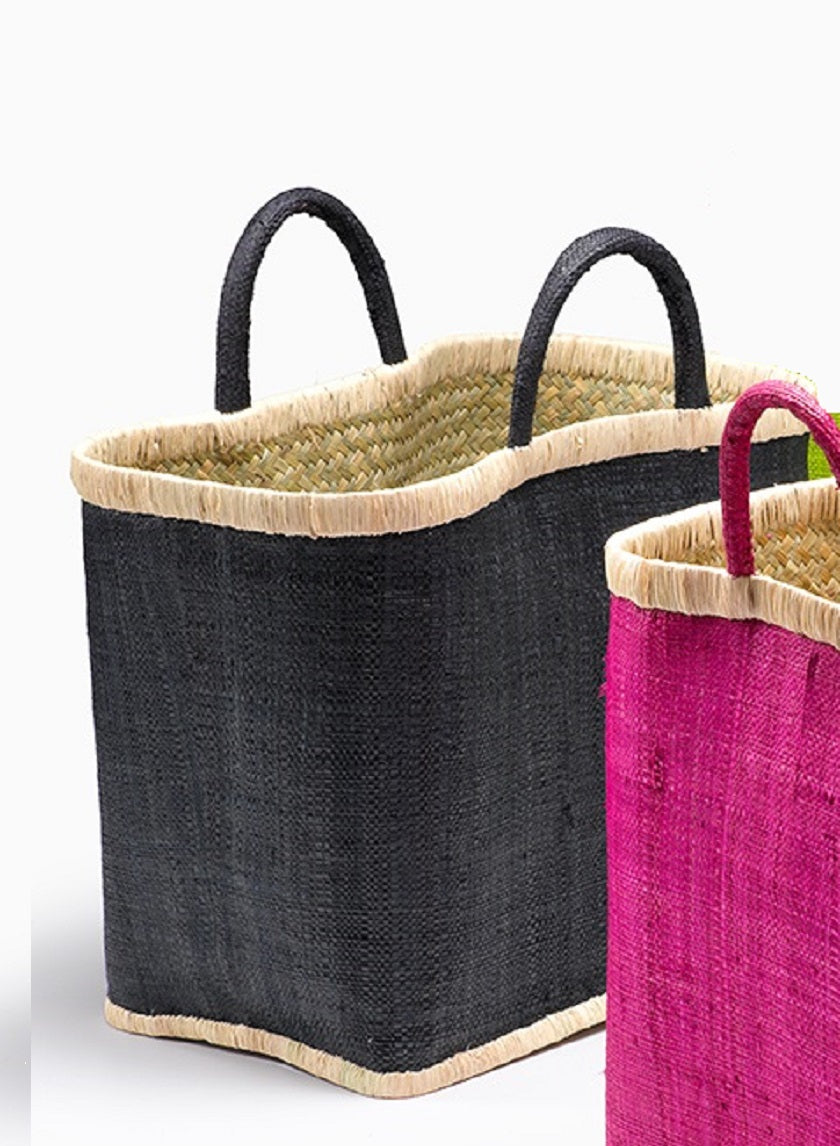 Large Black Raffia Tote Decor Jamaligarden