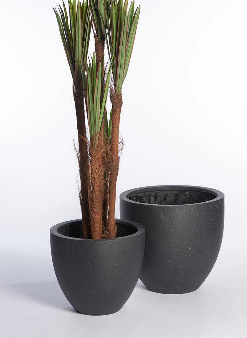 Black Terrazzo Fiberstone Pots Decor Jamaligarden
