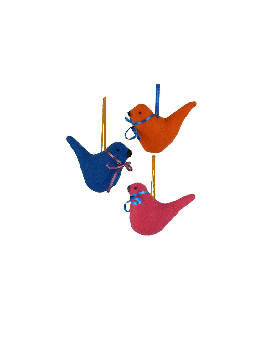 4in Long Orange Fabric Bird Ornament Decor Jamaligarden