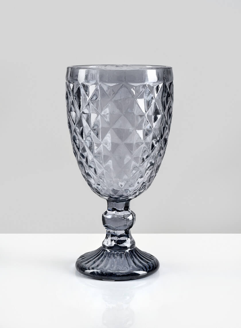 7in Tall Bombon Smoke Glass Goblet Decor Jamaligarden