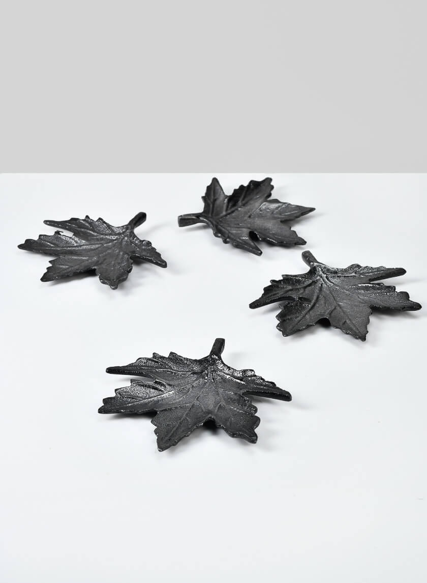 4.75in Wide Dark Platinum Maple Leaf Tray Decor Jamaligarden
